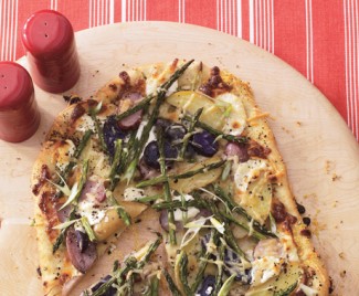 Recipe Photo: Asparagus, Fingerling Potato, and Goat Cheese Pizza