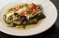 Recipe Photo: Baked Tilapia and Fresh Spinach