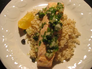 Recipe Photo: Poached Salmon with Herb and Caper Vinaigrette