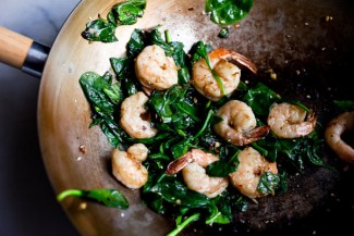 Recipe Photo: Stir-Fried Sesame Shrimp and Spinach
