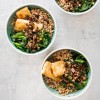 Vegan Farro Bowl with Tofu, Mushrooms, and Spinach