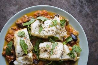 Fish Poached in Tomato-Garlic Broth Fish Poached in Tomato-Garlic Broth