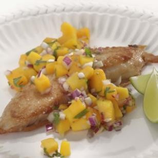 Beer-Battered Tilapia with Mango Salsa Recipe Photo: Beer-Battered Tilapia with Mango Salsa