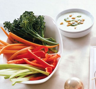 Crudités with Lemon-Pesto Goat Cheese Dip Recipe Photo: Crudités with Lemon-Pesto Goat Cheese Dip