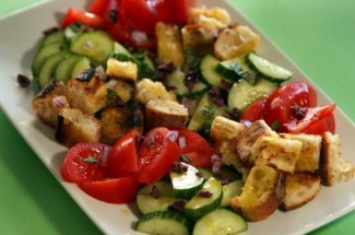 Grilled Bread Salad with Tomatoes and Cucumbers Recipe Photo: Grilled Bread Salad with Tomatoes and Cucumbers