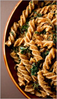 Pasta With Caramelized Onion, Swiss Chard and Garlicky Bread Crumbs Recipe Photo: Pasta With Caramelized Onion, Swiss Chard and Garlicky Bread Crumbs