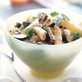 Penne with Grilled Zucchini, Ricotta Salata, and Mint Recipe Photo: Penne with Grilled Zucchini, Ricotta Salata, and Mint