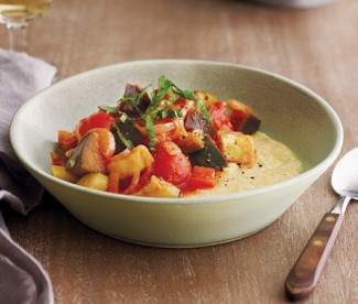 Slow-Cooked Ratatouille Over Goat Cheese Polenta Slow-Cooked Ratatouille Over Goat Cheese Polenta