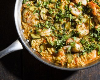 Shrimp, Orzo, and Zucchini With Ouzo and Mint Shrimp, Orzo, and Zucchini With Ouzo and Mint