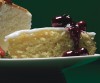 Recipe Photo: Lemon Cornmeal Cake with Lemon Glaze and Crushed-Blueberry Sauce